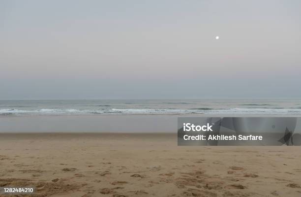 Panoramic View Of Beautiful Calangute Beach Goa India Before The Sunrise Stock Photo - Download Image Now