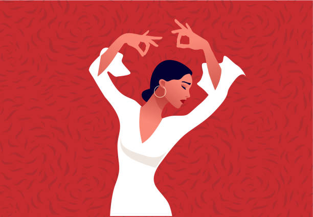 ilustrações de stock, clip art, desenhos animados e ícones de beautiful graceful hands of young flamenco dancer - carnaval costume