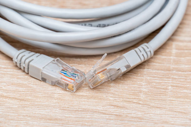 istock Bundle of network wires with connectors close up 1282489720