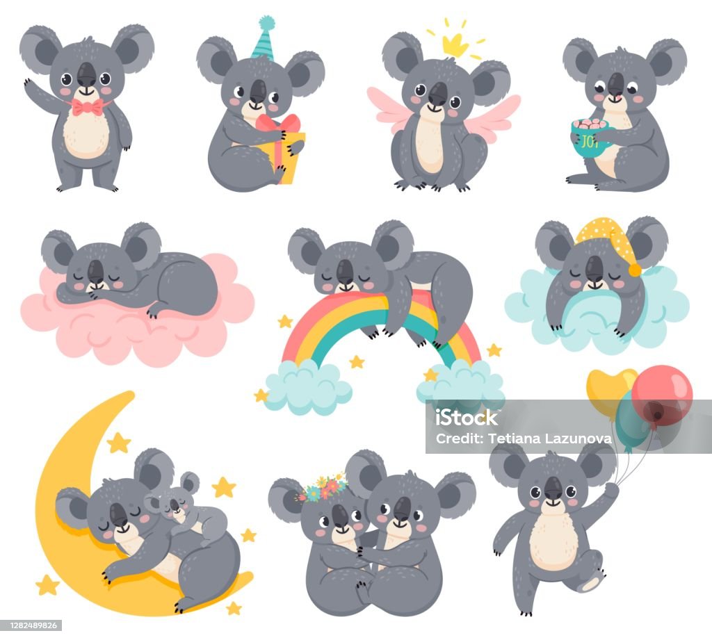 Ilustración de Koalas De Cumpleaños De Dibujos Animados Koala Perezosa Durmiendo En La Nube Bonitos Animales Australianos Con Globos Oso De Ducha De Bebé Conjunto Vectorial De Decoración De La Habitación Para Ilustración de Koalas De Cumpleaños De Dibujos Animados Koala Perezosa Durmiendo En La Nube Bonitos Animales Australianos Con Globos Oso De Ducha De Bebé Conjunto Vectorial De Decoración De La Habitación Para