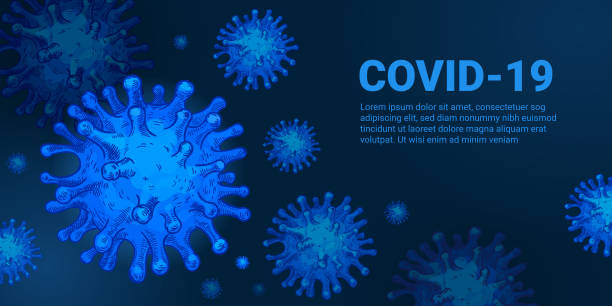 istock Virus background. Covid-19, coronavirus infection cells. Pandemia 2020 blue monochrome vector concept 1282489862