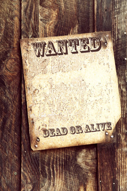 poster ricercato - wanted poster wild west sign wood foto e immagini stock