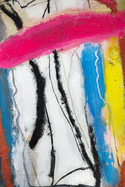 istock Paint on Canvas: Abstract Art in Red, Yellow, White and Black Colors - Background 1282500579