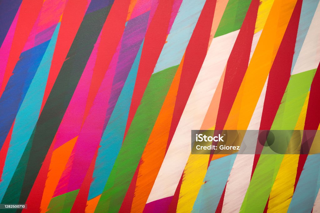 Paint on Canvas: Coloured Sections with Bright Shades Paint on Canvas: Coloured Sections with Bright Shades. Abstract Stock Photo