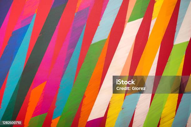 Paint On Canvas Coloured Sections With Bright Shades Stock Photo - Download Image Now