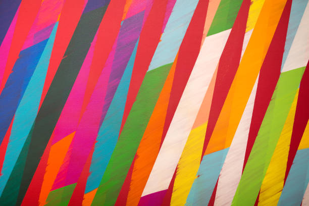 paint on canvas: coloured sections with bright shades - formas geométricas ilustrações imagens e fotografias de stock