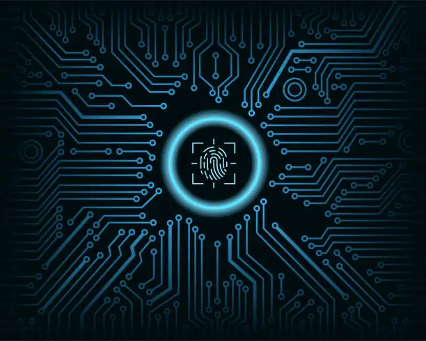 Vector illustration of Cyber security fingerprint background