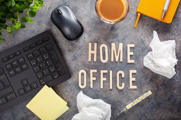 istock home office text desk with keyboard computer smartphone notebook houseplants, workspace at home 1282509303