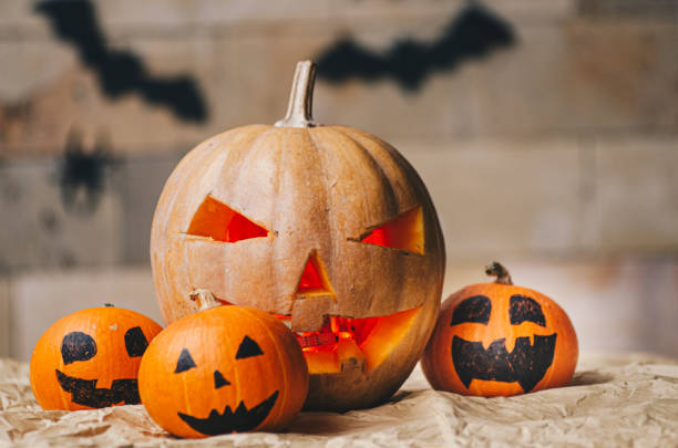 istock Halloween Jack-o-Lantern Pumpkins stock photo 1282512116