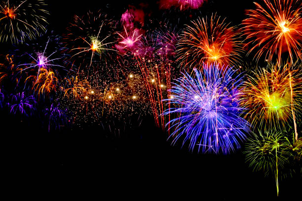 istock double exposure of fireworks and celebrating on dark background with copy space, celebration and festival background concept 1282512825