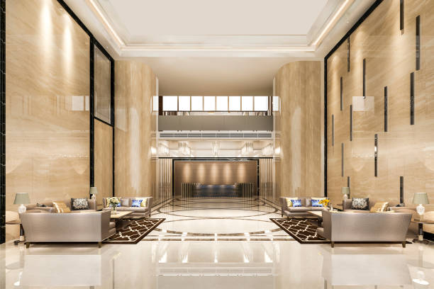 istock 3d rendering grand luxury hotel reception hall entrance and lounge restaurant 1282515968