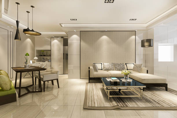 istock 3d rendering modern dining room and living room with luxury decor 1282515969