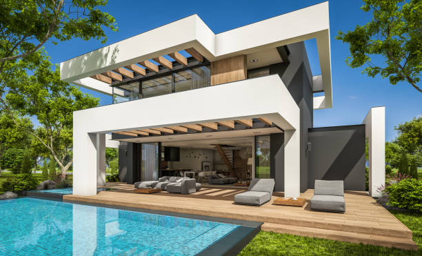 istock 3d rendering of modern house in luxurious style 1282518871