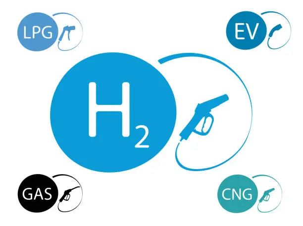 Vector illustration of Icons set of differently charging stations