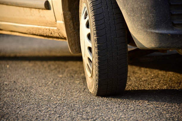 istock Close-up of car wheel 1282522663