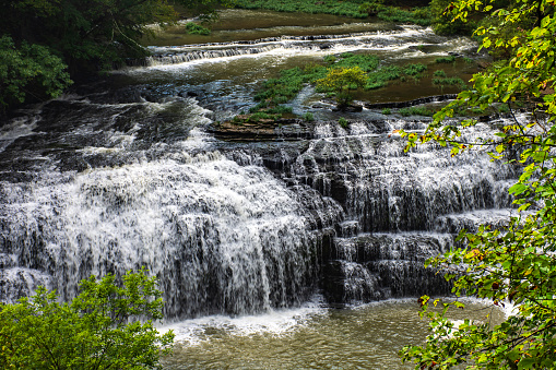 one of the smaller waterfalls at Burgess Falls State Park in Tennessee