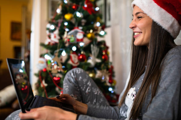 istock A young woman having a video call on Christmas Eve 1282532443
