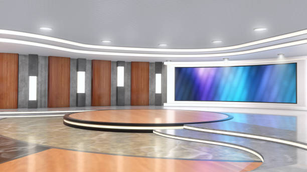 Television studio, virtual studio set. ideal for green screen compositing. 3d virtual studio set, ideal for green screen compositing. stage set photos stock pictures, royalty-free photos & images