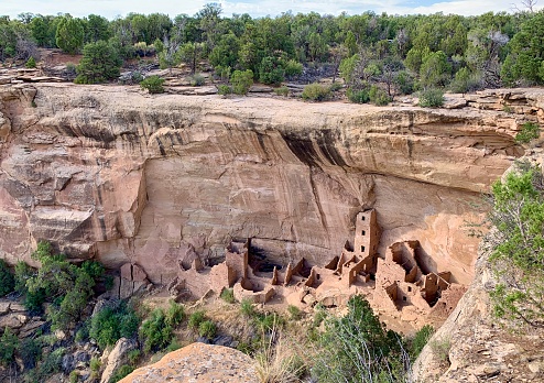 Square Tower House at Mesa Verde National Park in Colorado, USA.