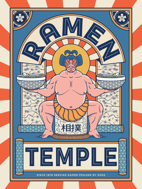 świątynia sumo ramen - asian cuisine illustrations stock illustrations