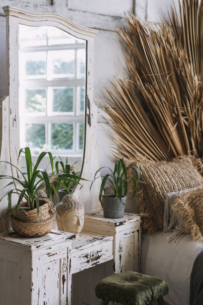 istock Cozy and comfortable room with interior in bohemian style 1282541538