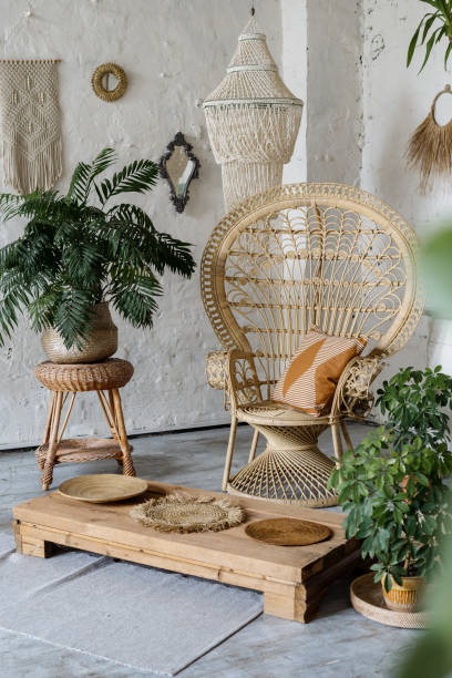 istock Cozy and comfortable room with interior in bohemian style 1282541586