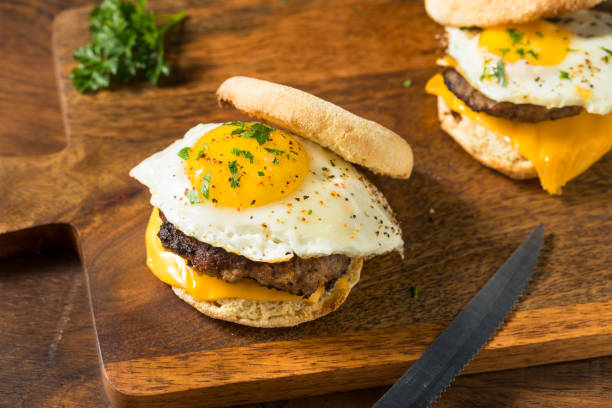 istock Homemade Egg Sausage Muffin Sandwich 1282546467