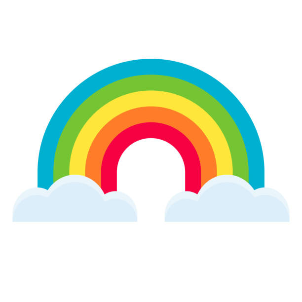 regenbogen-symbol auf transparentem hintergrund - regenbogen stock-grafiken, -clipart, -cartoons und -symbole