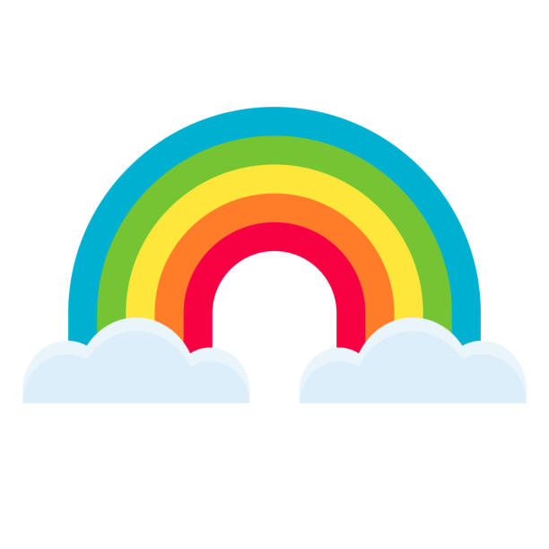 Rainbow Icon on Transparent Background A flat design icon on a transparent background (can be placed onto any colored background). File is built in the CMYK color space for optimal printing. Color swatches are global so it’s easy to change colors across the document. No transparencies, blends or gradients used. rainbow stock illustrations