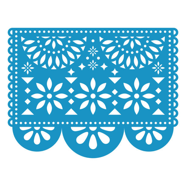 Papel Picado Desain Bunga Vektor Dengan Bunga Dekorasi Pesta Tradisional  Meksiko Ilustrasi Stok - Unduh Gambar Sekarang - iStock