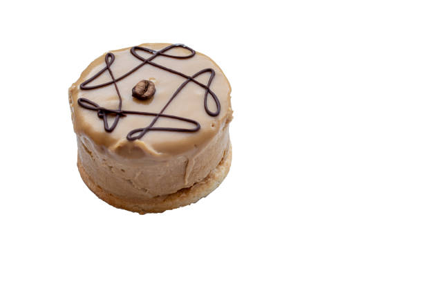 Side view of an individual coffee cheese-cake