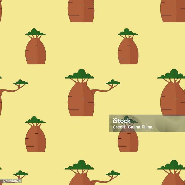 Sabae Tree Pattern Seamless Pattern With Baobab Tree Stock Illustration - Download Image ...