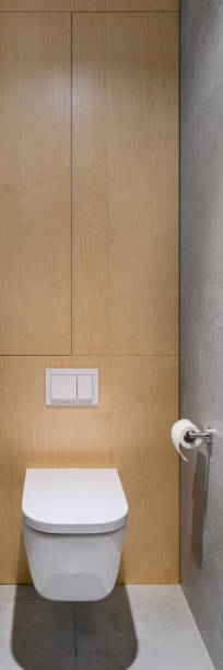 istock Simple bathroom with toilet, vertical panorama 1282554824