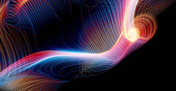 istock 3d render of abstract art 3d background with surreal wavy curve lines pattern in blue purple and yellow gradient neon light color in the dark 1282554869