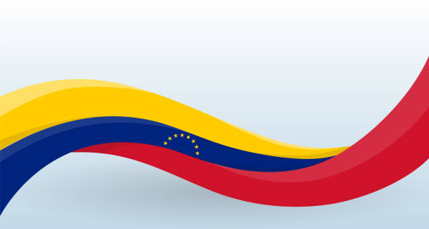 венесуэла размахивает национальным флагом. современная необычная форма. шаблон дизайна для украшения листовки и карты, плаката, баннера и � - venezuelan flag stock illustrations