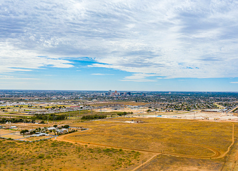 Aerial shot of Midland, TX from the outskirts of city