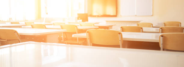 istock Empty school class during school holidays, back to school, children education 1282564823