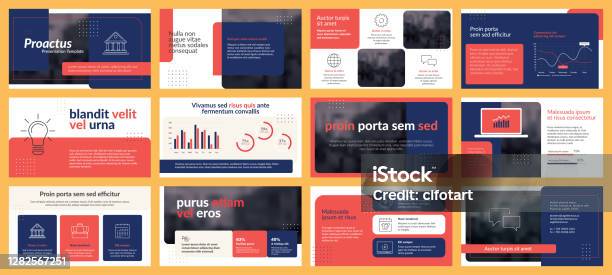 Presentations Templates Elements And Infographics In Vector Design Slide Show Presentation Stock Illustration - Download Image Now
