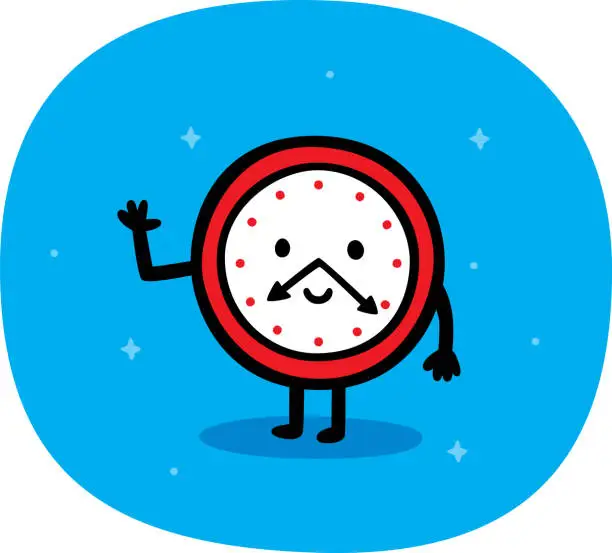 Vector illustration of Clock Smiling Doodle