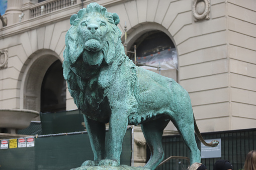 Lion statue in the city landmark