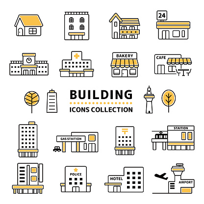 Vector icon collection of commercial facilities.