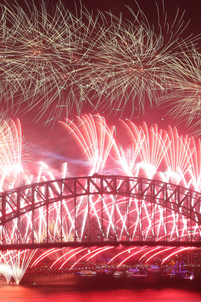 istock Fireworks for New Years Eve celebration in Sydney 1282579582