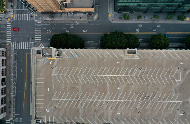 istock Empty city streets and parking lot 1282579596