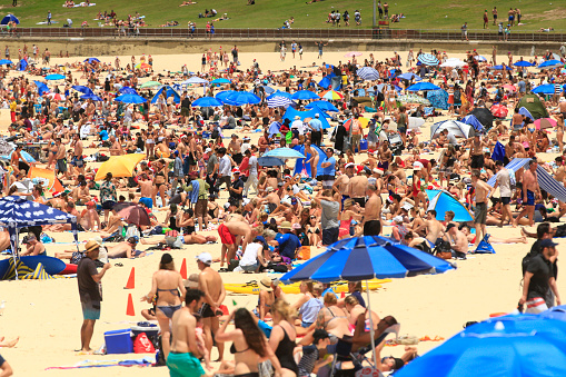 Crowded beach in Sydney