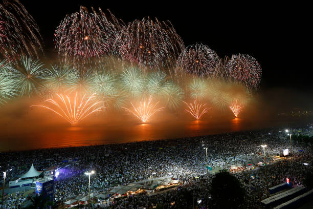 istock Fireworks for New Years celebration in Rio de Janeiro, Brazil 1282580714