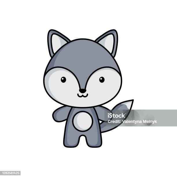 Cartoon Wolf Sitting On White Background Stock Illustration - Download  Image Now - Wolf, Cartoon, Cute - iStock
