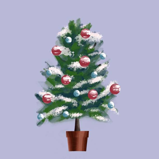 illustrazioni stock, clip art, cartoni animati e icone di tendenza di illustrazione natalizia dell'albero - forest landscape pine tree snow