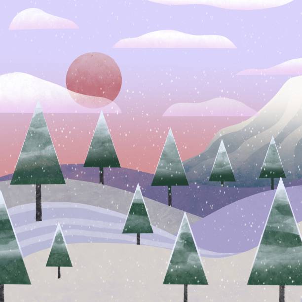 illustrazioni stock, clip art, cartoni animati e icone di tendenza di illustrazione natalizia dell'albero - forest landscape pine tree snow