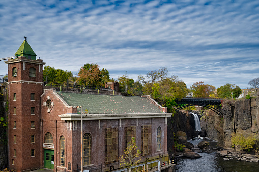 The old power house on the Passaic River at Great Falls in Paterson, New Jersey.