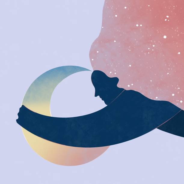 Moon inspiration for women women, moon, star, landscape, sky, cloud, tree, dreamy, mountain, gradation, people, fantasy women beauty hair dye stock illustrations